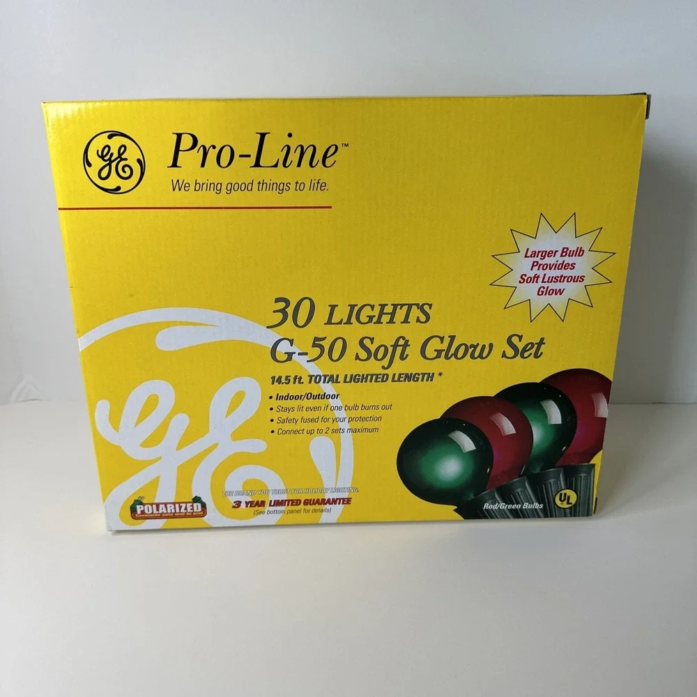 Pro-Line 30 G-50 Soft Glow Set. Red/Green‎ Christmas Lights. 14.5 Lighted Length